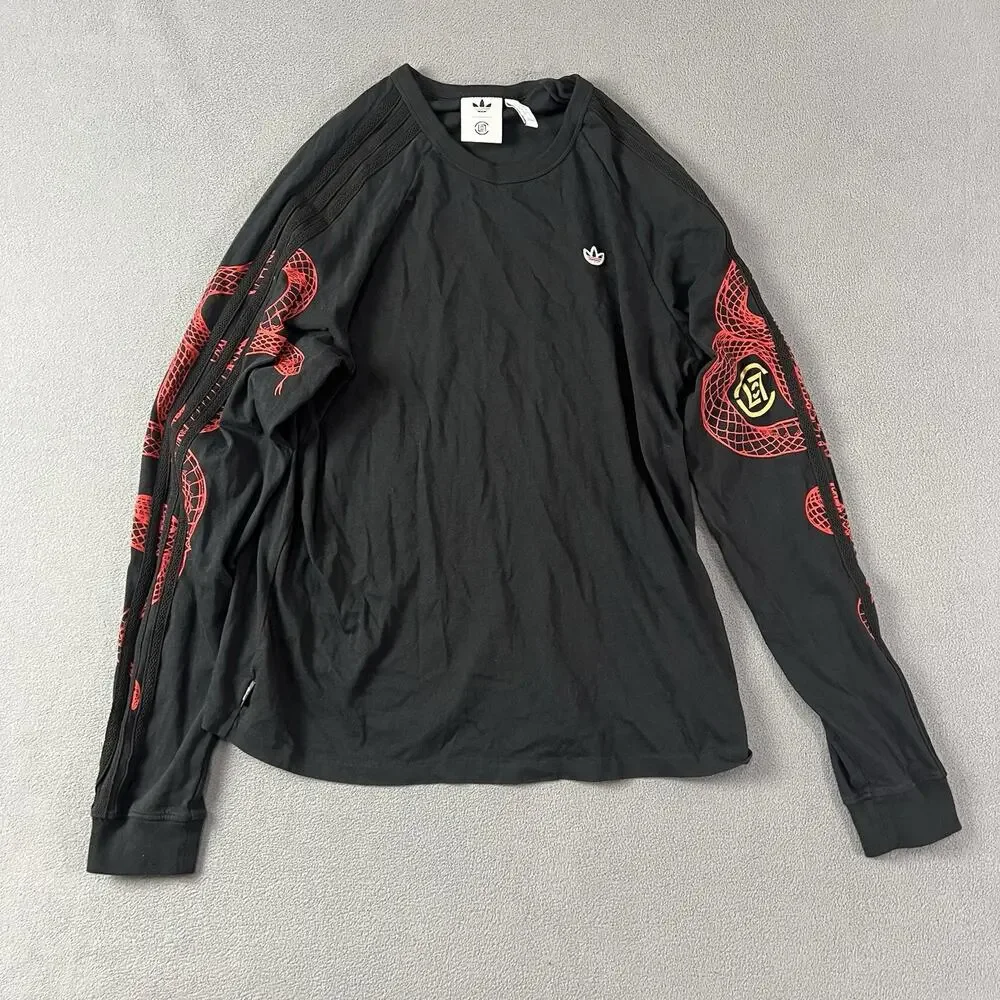Adidas x Clot Mens Size Large Black Red Long Sleeve Lunar New Year